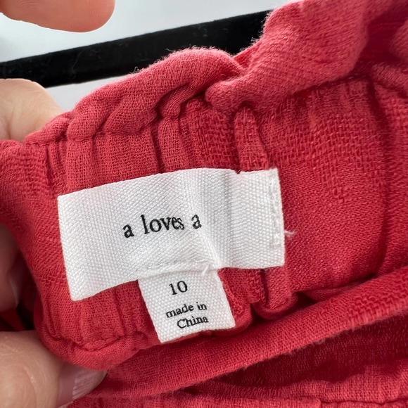 a love's a Red / Orange  Boho Lagen Look Shorts Linen Cotton Blend Women's 10 - Picture 3 of 8